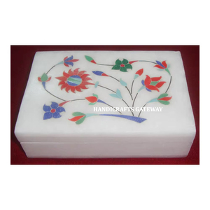 Caja de regalo de joyería con incrustaciones de forma rectangular de mármol blanco puro hecho a mano más Popular, mármol superacabado para caja de paquete de fruta seca - Product Image 1