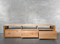 Console TV en teck massif, meuble de rangement multimédia, mobilier commercial pour restaurants, hôtels, villas, complexes hôteliers, cafés, vente en gros