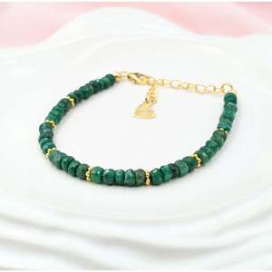 18K Gold Filled Emerald Corundum Heart-Shaped <b>Bracelet</b> - Product Image 1