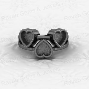 Anillo de ajuste en blanco de Semi-montaje en forma de corazón de Plata de Ley 925 sólida de alta calidad, bueno para cenizas y trabajo de resina, joyería de leche materna - Product Image 3