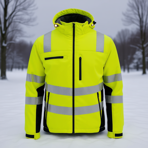 Winter M Size Yellow-Black <b>High</b>-<b>Visibility</b> <b>Softshell</b> <b>Jacket</b> with Reflective Stickers & Lights PREVENT TRENDLINE - Product Image 3