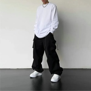 Pantalon cargo décontracté pour homme en toile respirante, écologique, 100% coton, coupe droite, jambe large, cordon de serrage, vêtement de travail, coupe ample - Product Image 5