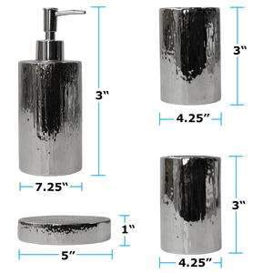 Juego de accesorios de baño de metal para el hogar de lujo de estilo moderno de buena calidad, juego con acabado plateado a precio mayorista - Product Image 3