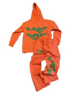 Sweats à capuche bruts personnalisés pantalons de survêtement évasés et ensembles de sweat à capuche courts hommes survêtement imprimé bouffant 3D ensemble de survêtement 2023 - Product Image 3