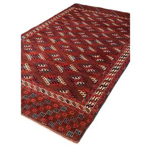 Alfombras de Lana Anudadas a Mano Kiaan de Gran Tamaño, Rectangulares de 9x12, con Patrón Geométrico Abstracto para Entrada, Pasillo, Modelo Paem-792, Rojo Naranja - Product Image 2