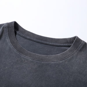 Camiseta de hombre de punto de gran tamaño lavada con ácido de piedra Vintage de diseño personalizado estilo Streetwear - Product Image 3