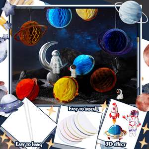 Decorazioni a Nido d'Ape del Sistema Solare, Galassia 3D, Razzo, Astronauta, Accessori per Feste di Compleanno a Tema Spaziale - Product Image 4