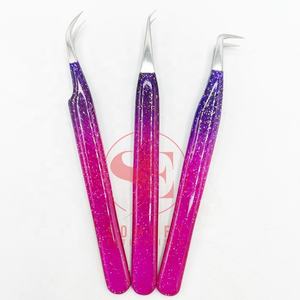 แหนบต่อขนตาสแตนเลสคุณภาพพรีเมียม ผลิตด้วยมือจาก Somofy Enterprises ด้ามจับเรียบ ปลายเพชร - Product Image 2