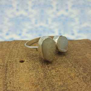 Top vente Druzzy Stone 925 argent fait à la main bague réglable Artisan fait fiançailles et cadeau de mariage elle avec diamant perle - Product Image 2