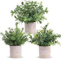 3 Paket Tanaman Eucalyptus Buatan Mini dalam Pot 25x19x9cm Dekorasi Rumah Dalam Ruangan untuk Kantor Kamar Mandi Dapur Balkon