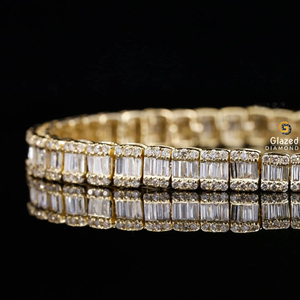 925 Sterling Silver Tennis <b>Bracelet</b> Features Round and <b>Baguette</b> Cut Moissanite Diamonds in Vvs Clarity Diamonds - Product Image 4