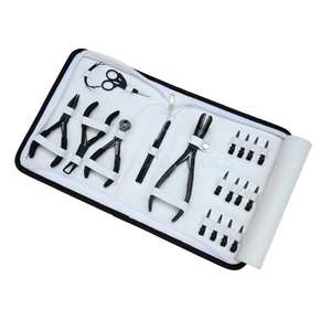 Black <b>Hair</b> <b>Extension</b> Tools Kit Tape-In Plier Micro <b>Bead</b> Crimper Remover plier Bond Cutter Clips Loop Hook Scissors & Needles - Product Image 1