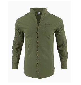 Chemises décontractées sophistiquées pour hommes, vert émeraude, manches longues, boutonnées, chemises tendance pour hommes, streetwear, usage quotidien et loisirs - Product Image 3