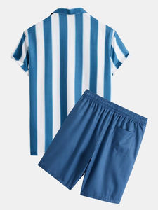 Ensembles de shorts en tricot à manches courtes respirants à séchage rapide imprimés personnalisés de style pour hommes grande taille chemises d'été tenues courtes-OEM - Product Image 5