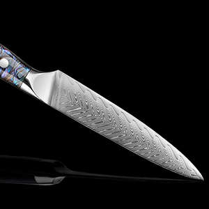 Venta al por mayor personalizado de alta calidad OEM ODM servicio Damasco cuchillo de acero afilado para cortar frutas cuchillo de cocina para frutas y verduras - Product Image 4