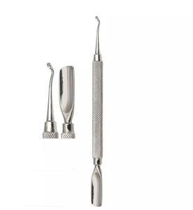 Grey Rocks Mango de metal Empujadores de cutículas Limpiador de uñas con cuchara y cepillo de uñas - Product Image 1