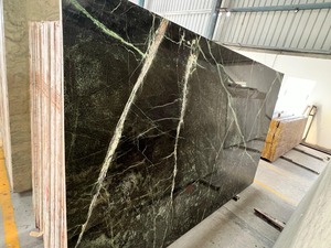 แผ่นหินอ่อนสีเขียวลายป่าฝนที่ทันสมัยหรูหราเคาน์เตอร์ห้องครัวกระเบื้องพื้นผนังห้องนั่งเล่น - Product Image 2