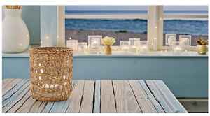 2 Porte-bougies en verre et rotin tressé, style hurricane, décoration d'intérieur, faits à la main, écologiques - Product Image 4