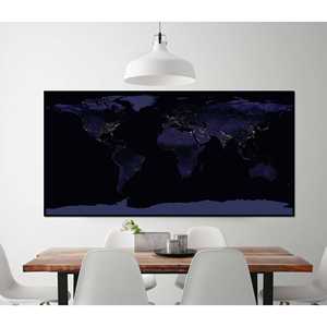 Carte du monde XXL, cartographie de la Terre la nuit, cartographie murale vernie - Product Image 1