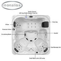 Accessoires de spa luxueux pour 6 personnes, bain à remous extérieur, spa portable, jacuzzi en acrylique, style moderne, baignoires de spa extérieures