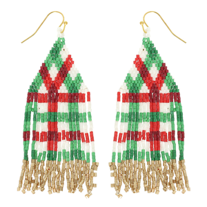 Pendientes de gota de Navidad con cuentas de semilla de Color amarillo, pendientes de gota de Navidad con cuentas de semilla de diseño único, pendientes de Navidad con cuentas - Product Image 2