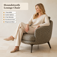 Fauteuil enveloppant en tissu pied-de-poule personnalisé, fauteuil d'appoint moderne pour hôtel, villa, appartement