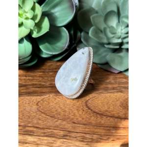Reda Galvan Men's Couple <b>Ring</b> <b>Moon</b> Stone Sterling Silver Geometric Pattern Vermeil Platinum Setting Size 9.75 Everyday Wear - Product Image 4