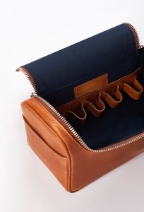 Leather Cosmetic Case Medium Size Zipper Closure Portable Travel <b>Toiletry</b> Bag for Men Women Simple Style - Product Image 5