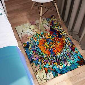 Tapis imprimé fractal abstrait, décoration de bureau moderne en chenille, tapis en velours - Product Image 5