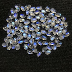 Vivaaz Gems AAA Grade 8x10mm pierre de lune arc-en-ciel naturelle Cabochon ovale lisse calibré IGI certifié pierres précieuses en vrac - Product Image 6