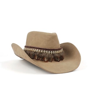 Adjustable Size 58-59CM Fashion Leather Western Cowboy <b>Hat</b> for Women Men Punk <b>Feather</b> Belt Fedora Sombrero Hombre Caps for - Product Image 1