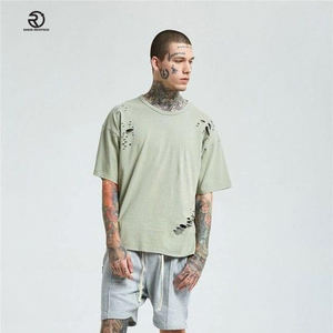 Venta al por mayor de peso pesado Camiseta en blanco Oversize Distress Camiseta Unisex Box T shirt Custom Distressed Oversized Men T Shirts - Product Image 4