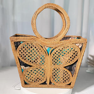 Sac fourre-tout papillon pour femme, sac à main en rotin, sacs à main de qualité supérieure, sacs à main avec poignée, vente en gros - Product Image 5