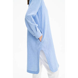 <b>Blue</b> Woven Fabric Crash Relaxed Fit <b>Tunic</b> - Product Image 5