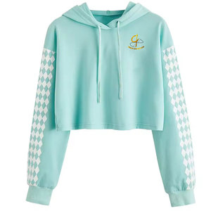 Nuevas sudaderas con capucha cortas de color sólido para mujer con tamaño personalizado, sudaderas con capucha cortas de punto de invierno informales para la venta - Product Image 1