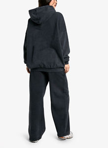 Chándal de mujer de lavado ácido de gran tamaño de algodón 100% de alta calidad, logotipo impreso DTG personalizado, ropa informal de invierno, conjunto de 2 piezas para mujer - Product Image 3