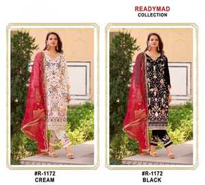 ชุดเดรสลำลองผ้าจอร์เจียปักลายประดับด้วยพลอยเทียมปักเลื่อมเพชรแขนยาวผ้าไหมเย็บด้านล่าง dupatta มี2ชิ้น - Product Image 1