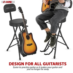 5Core Guitar <b>Stool</b> Adjustable Backrest Piano Chair 3.15" <b>Padded</b> Seat Music Stand - Product Image 4