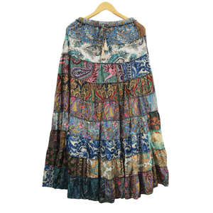 Falda Larga Boho de Chifón de Seda Reciclada para Mujer, Estampado Floral Bohemio, Corte en A, Cintura Elástica, Estilo Hippie, Patchwork - Product Image 3