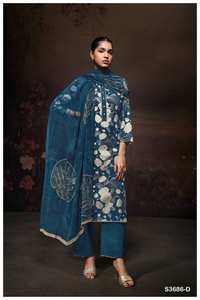 Collection de Salwar Kameez en coton imprimé pour femmes, broderie, prix de gros, vêtements indiens et pakistanais pour occasions spéciales, Ganga - Product Image 4