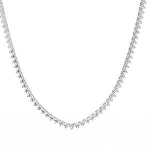 Juego de collar de diamantes cultivados en laboratorio, cadena de tenis redonda en oro amarillo Rosa Blanco para mujer - Product Image 3