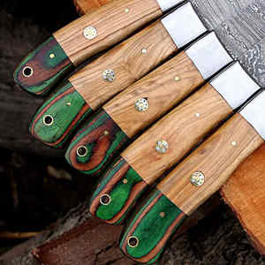 Ensemble de couteaux de chef de cuisine 2024 Offre Spéciale 5 pièces en acier damas avec manche en bois - Product Image 4