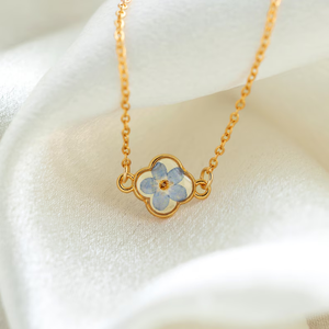 Collier en résine « Ne m'oubliez <span class=keywords><strong>pas</strong></span> » plaqué or 18 carats en acier inoxydable, bijou commémoratif délicat et significatif - Product Image 5
