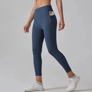 Custom Logo Womens Seamless High Elastic Waist <b>Butt</b> <b>Lift</b> <b>Leggings</b> Solid Color Yoga Pants Gym Fitness Breathable Quick Dry - Product Image 2