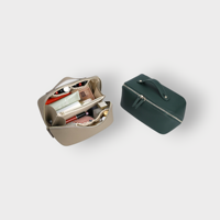 Nouvelle Trousse de Toilette de Voyage Haut de Gamme en Cuir Véritable Rétro, Capacité Moyenne, Étanche, Portable, avec Poignée Souple pour Cosmétiques