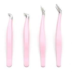 Bonne qualité acier inoxydable or pince à épiler extension de cils pointe droite et incurvée pince à épiler Volume de cils pince à épiler - Product Image 5