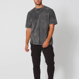 Camiseta lavada con ácido de algodón 100% de alta calidad, ropa de calle con logotipo personalizado, camiseta de gran tamaño, camiseta lavada con ácido de peso pesado para hombres - Product Image 3