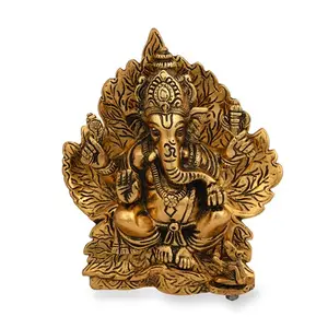 Altın Lord Ganesh yaprak heykelleri buda fil Hindu tanrı heykel figürleri reçine ev bahçe dekorasyonu Feng Shui süsler