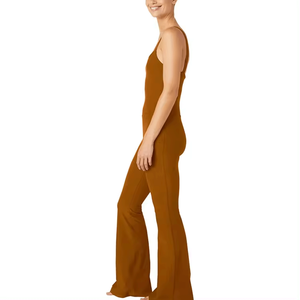 Combinaison sans manches à jambes larges pour femmes Body côtelé fermeture éclair Sexy élégant décontracté Style Hip Hop Design tendance pour l'été hiver - Product Image 3