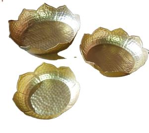 Juego de 3 cuencos para servir con diseño de hojas de lujo para el hogar, Hotel, restaurante, cuenco, cuenco y platos para servir frutas de Metal de Color dorado - Product Image 6